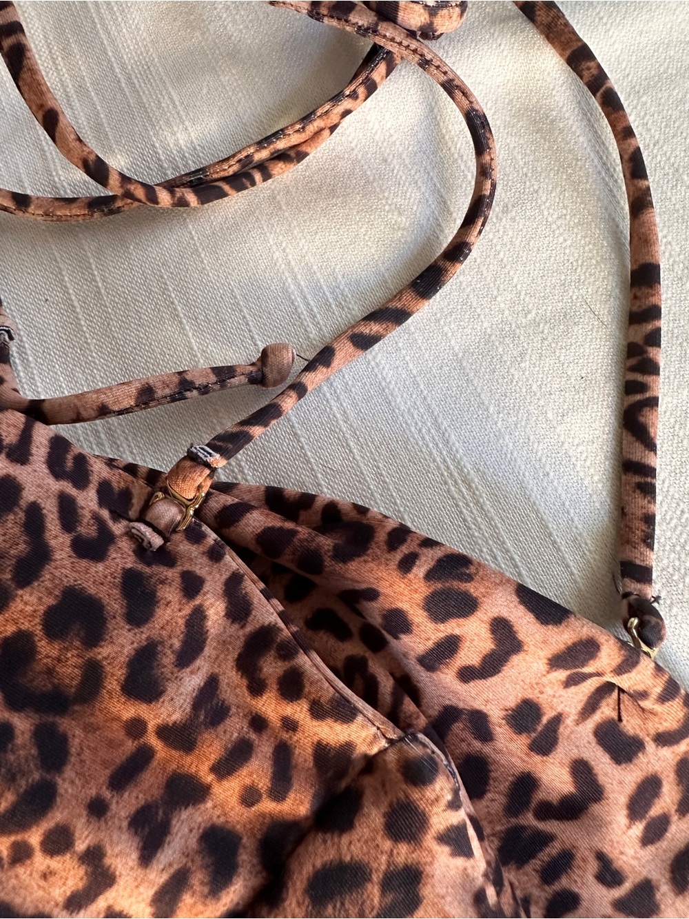 SKATIE Leopard Print Tie-Adjustable Bikini Top L - Bottom M  NWOT - Picture 4 of 13